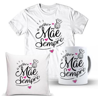 Imagem de Kit Dia Das Mães Camiseta Almofada e Caneca Personalizada Com Frase - 