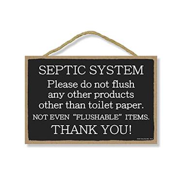 Imagem de Honey Dew Gifts, Sistema séptico, Please Do Not Flush, 26 cm x 18 cm, placa de vaso sanitário séptico, placa de madeira nivelada, placa de banheiro nivelada, placas de banheiro