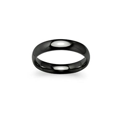 Imagem de Aliança de casamento de aço inoxidável confortável masculina 4 mm preta tamanhos 5 a 13, Metal