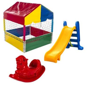 Imagem de Piscina de Bolinhas 1,00m Nacional Escorregador Playground Médio Gango