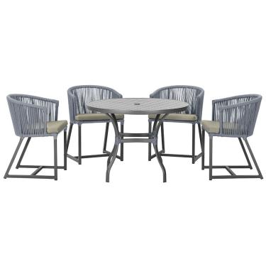 Imagem de Mesa com 4 Cadeiras de Jantar Roma 100cm e Noronha em Aluminío