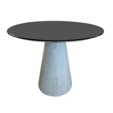 Imagem de Mesa De Jantar Cone Cimento Queimado 100 Cm Tampo Laqueado Cor Preto