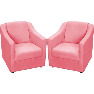 Imagem de Kit 2 Poltronas Mila Pé De Plástico Cromado - Rosê Suede