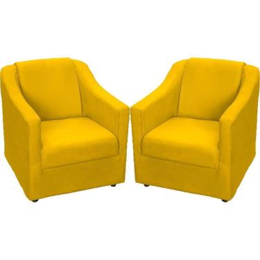 Imagem de Kit 2 Poltronas Mila Pé De Plástico Cromado - Amarelo Suede