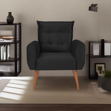 Imagem de Poltrona Decorativa Para Sala De Estar Quarto E Escritorio Dakota Veludo Matrix - Preto Preto