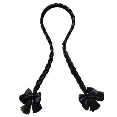 Imagem de Tiara Com Tranças Pretas Wandinha Wednesday Addams Fantasia - YDH