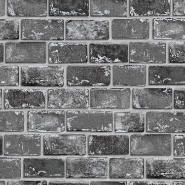 Imagem de GaliGali Papel de parede de tijolo preto e prateado, papel de parede autoadesivo, clássico antigo, textura rocha, papel de contato removível para decoração de casa 43,9 cm x 998,2 cm, nº A07020J-10