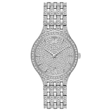 Imagem de Bulova Relógio feminino Crystal Phantom, Fantasma de cristal, Pulseira de aço inoxidável prateada de quartzo Phantom