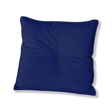 Imagem de Almofada Quadrada Tina Com Botão Central 50x50 Cm Veludo 7 Decor Azul Marinho