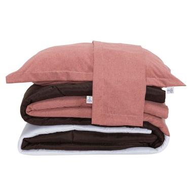 Imagem de Kit Edredom Queen Colorful Dupla Face Linho E Hipercal 400 Fios 7 Peças - Rosê