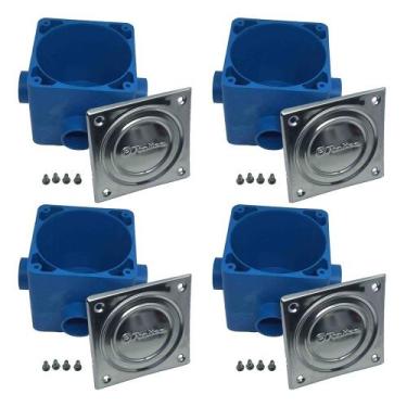 Imagem de Kit Piscina 4 Caixa De Passagem Pooltec Com Tampa Em Inox