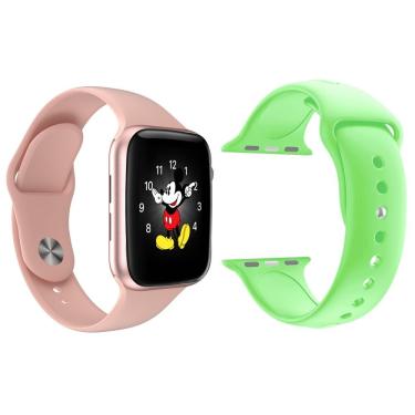 Imagem de Kit 1 Smartwatch Ld5 Rosa + 1 Pulseira Extra Verde