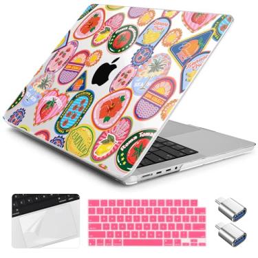 Imagem de Yebiseven Capa para MacBook Pro M4 de 14 polegadas 2025 2024 2023 2021 modelo A3112/A3401/A3185/A2918/A2992/A2779/A2442 M3 M2 M1, capa rígida com capa de teclado + filme trackpad + adaptador OTG