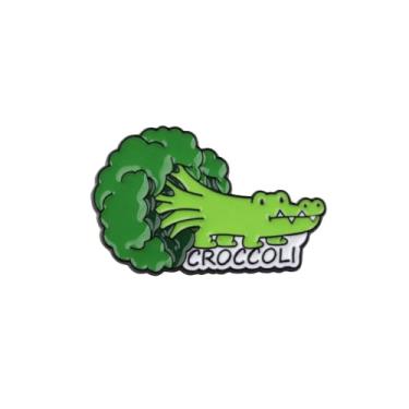Imagem de PLITI Crocodilo presente amante brócolis presente jacaré presentes vegetais engraçado crócolis brócolis broche broche, Medium, Aço inoxidável, Sem Pedra Preciosa
