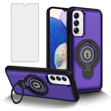 Imagem de Asuwish Capa de celular para Samsung Galaxy A14/M14 5G com protetor de tela de vidro temperado, suporte magnético fino, suporte rígido, híbrido, resistente, com suporte, película, capa A 14, 4G, 14A