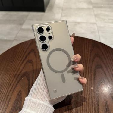 Imagem de MVVKKY para Samsung S24 Plus Ultra Fino Broderless Case Radiação de Calor Fino Fosco PC Capa Magnética (para Samsung S24 Plus/Cinza)