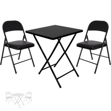 Imagem de Conjunto Mesa C/ 2 Cadeiras Dobráveis Estofadas Bar Aço - Utility Pet 