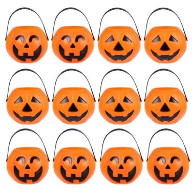 Imagem de TOYANDONA 12 Baldes de Abóbora de Halloween - Baldes de Abóbora de Plástico de 2,7 Polegadas Mini Jack O Lantern, Recipientes para Doces para Lembrancinhas de Festa de Halloween, Estilo Aleatório