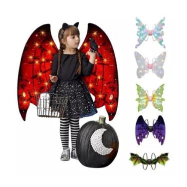 Imagem de Kit 2 Asas Com Led Fantasia Halloween De Borboleta, Fada, Dinossauro Movimento E Som
