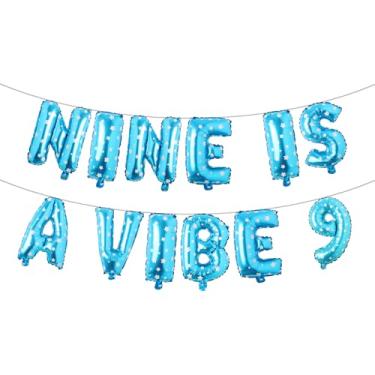 Imagem de Nine Is A Vibe Birthday Decorations Groovy 9th Birthday Party Supplies Nine Balloon Hippie Banner Decor Retro Decor for Nine Years Old Girl (NINE IS A VIBE 9 Blue Star)
