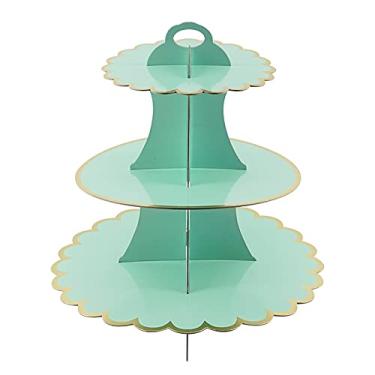 Imagem de Suporte de bolo de 3 camadas de papel bronzeador, decoração de bolo de aniversário, festa de casamento, decoração de bolo faça você mesmo, suporte de exibição de sobremesa, ferramentas de bolo, prato