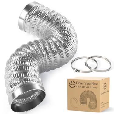 Imagem de DHGBD Mangueira de ventilação para secadora de 10 cm, duto de alumínio flexível de 6 camadas com extremidades de borda enroladas reforçadas, mangueira de exaustão para secadora à prova de fogo para