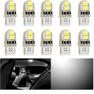 Imagem de HOCOLO 10x T10 158 Lâmpada LED W5W 2825 168 192 194 T10 Lâmpadas de Cunha 12V Branco Frio para Luzes Marcadoras Laterais Cúpula Mapa Porta Cortesia Placa de Licença 0,5W (10x T10 1-SMD Silicone)