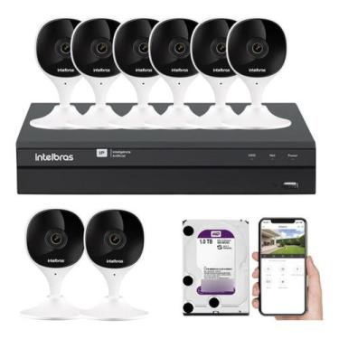 Imagem de Kit CFTV WiFi Inteligente 16 Canais 8 Câmeras Internas Full HD , NVR i