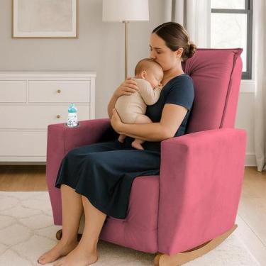 Imagem de Poltrona de Amamentação Balanço Agatha Puff - Beatriz Decor, Rosa