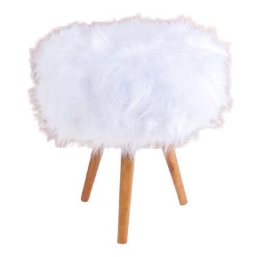 Imagem de Puff puf banqueta para salão de beleza pelúcia branca 50 cm