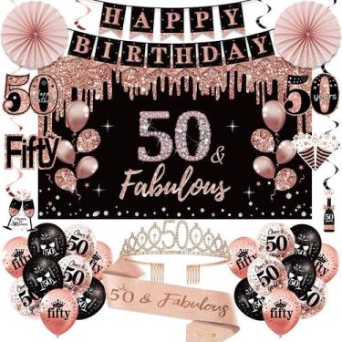 Imagem de Kit de decorações de aniversário Uiorgui, 50º aniversário, feminino, 3