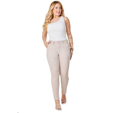 Imagem de Calça Max Denim Cos Alto Premium Feminino - Bege