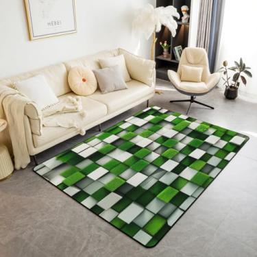 Imagem de Manfei Pixelated Miners Game Kids Tapete de área infantil, tapete de entrada para videogames, tapete de entrada para meninas e meninos, tapete antiderrapante moderno geométrico, xadrez geométrico