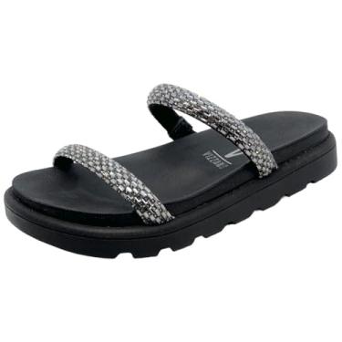 Imagem de Sandalia Vizzano 6459.128 Salto Baixo Papete Anabela Brilho Feminino