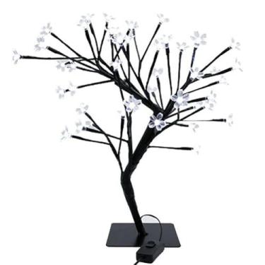 Imagem de NATEFEMIN Mesa de árvore de cerejeira de Natal com 48 LEDs, luz noturna, decoração de casa