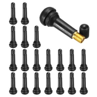 Imagem de PATIKIL Haste de válvula de pneu TR413 de 5 cm, pacote com 20 hastes de válvula de encaixe de borracha de metal universal para carros, caminhões, reboques, quadriciclos, motocicletas, preto