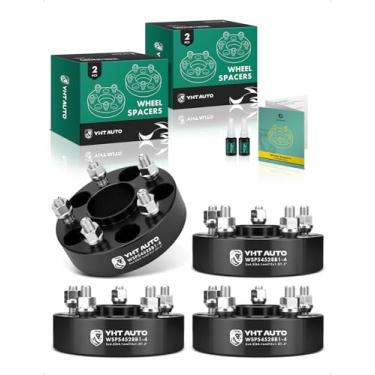 Imagem de YHTAUTO Espaçadores de roda centrados em cubo 5 x 4,5 polegadas de 4,5 polegadas para modelos Honda CR-V, Civic, Accord, Pilot, Odyssey, MDX e Acura 5 x 114,3 mm espaçadores de pneu com parafusos de 12 x 1,5 mm, furo do cubo de 64,1 mm, 5 terminais, 4 peças, adaptador preto