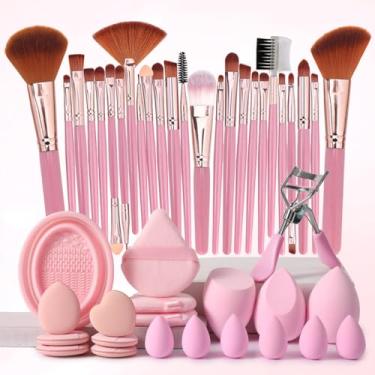Imagem de Conjunto de pincéis de maquiagem de 25 peças e kit de esponja de maquiagem de 20 peças, conjunto profissional de ferramentas de maquiagem para aplicação impecável (fenka)