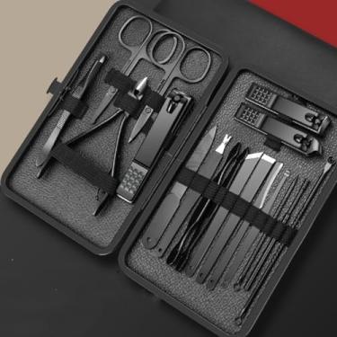 Imagem de Kit de manicure para cortadores de unhas – Conjunto de cortador de unhas profissional de aço inoxidável 18 em 1, conjunto de presente para homens e mulheres, kit de manicure e pedicure com estojo