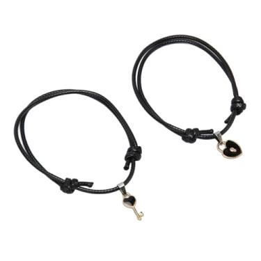 Imagem de Generic Pulseira, Corda de Nylon Chave da Formato de Casal Pulseira 10pcs Comprimento Ajustável Delicado para Mulheres para Aniversário (Preto)