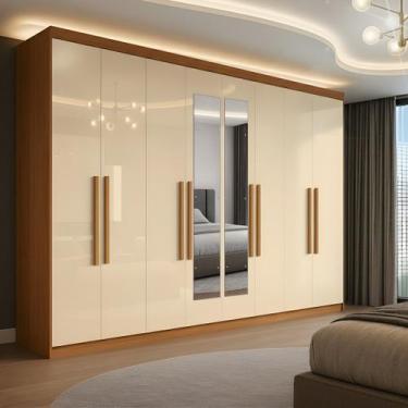 Imagem de Guarda-roupa Casal com Espelho 8 Portas 4 Gavetas Paris - Maxel