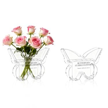 Imagem de 2 pacotes de vaso acrílico em forma de borboleta vasos de flores transparentes para centro de mesa, decoração de mesa, vaso de borboleta para decoração de casa, casamento, festa, centro de mesa