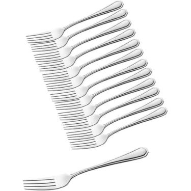 Imagem de Kit 12 Garfo Mesa Aço Inox Grande Bar Restaurante Buffet Talheres pesado luxo Design Sofisticado, Ideal Restaurante e BUFFET