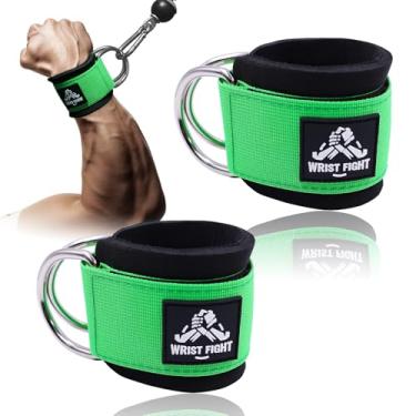 Imagem de Punhos de pulso com dois anéis D – Suporte seguro e confortável para exercícios de máquina de cabo, elevações laterais, treinamento de força do braço e exercícios de tríceps