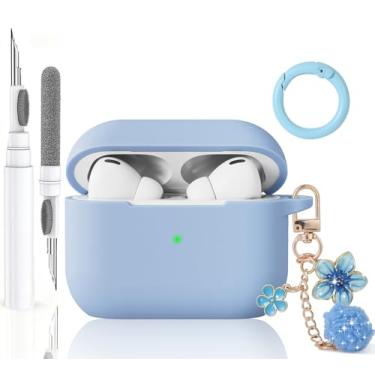 Imagem de Olytop Capa fofa para Airpods Pro 3 para meninas e mulheres, compatível com Airpod Pro 3ª geração com chaveiro de flores e caneta de limpeza, capa protetora de silicone macio para Apple iPod Pro 3 Gen