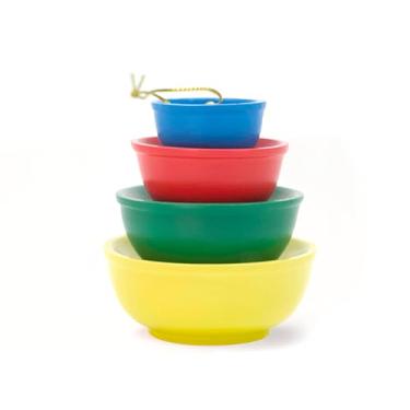 Imagem de Twinkltoast Enfeite de Natal com tigela vintage na Primária – Decoração de árvore de férias retrô em resina