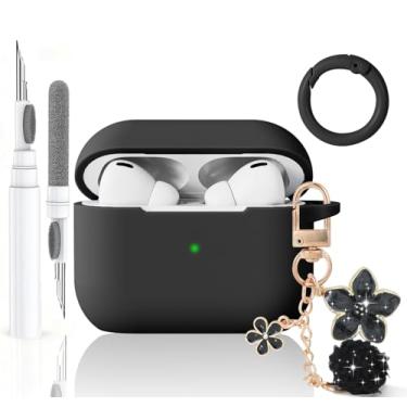 Imagem de Olytop Capa fofa para Airpods Pro 3 para meninas e mulheres, compatível com Airpod Pro 3ª geração com chaveiro de flores e caneta de limpeza, capa protetora de silicone macio para Apple iPod Pro 3