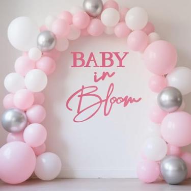 Imagem de Baby in Bloom Sinal para pano de fundo - Letra de feltro rosa Sinal de chá de bebê em flor para menino menina Gênero Revelar Sinal de Chuveiro Banner Festa Balão Arco Pano de Fundo Fotografia