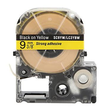 Imagem de Fita para etiquetagem, resistente a altas temperaturas, durável, para fabricação de etiquetas, para impressora de etiquetas Série LW e Máquina de etiquetas Jin Gong SR230C SR530C (Texto preto de 9