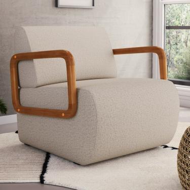 Imagem de Poltrona Decorativa Orgânica Living Kavya Linho Bege - Desk Design